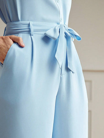 MOTF Classy SOLID SLANT POCKET BELTED WIDE LEG PANTS MOTF Classy SOLID SLANT POCKET BELTED WIDE LEG PANTS