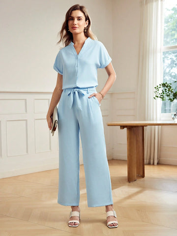 MOTF Classy SOLID SLANT POCKET BELTED WIDE LEG PANTS MOTF Classy SOLID SLANT POCKET BELTED WIDE LEG PANTS