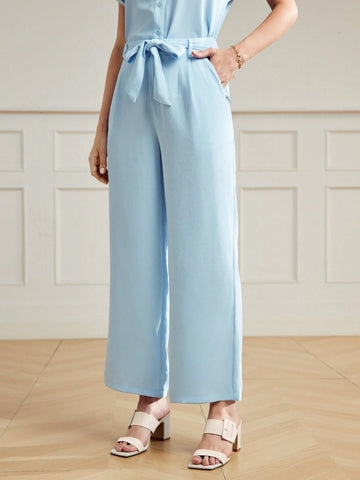MOTF Classy SOLID SLANT POCKET BELTED WIDE LEG PANTS MOTF Classy SOLID SLANT POCKET BELTED WIDE LEG PANTS