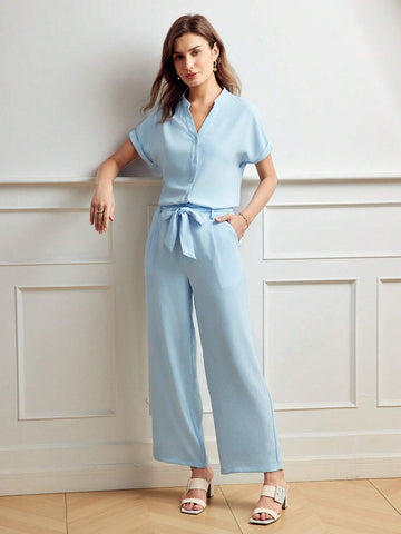 MOTF Classy SOLID SLANT POCKET BELTED WIDE LEG PANTS MOTF Classy SOLID SLANT POCKET BELTED WIDE LEG PANTS