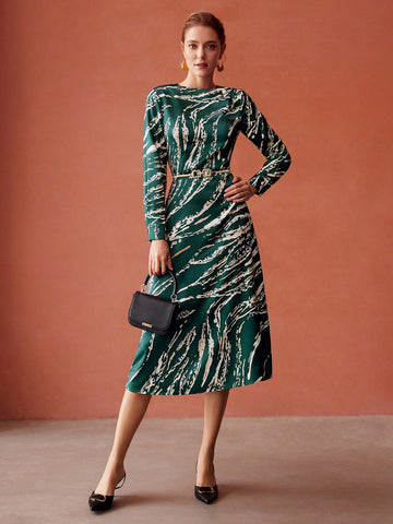 MOTF PREMIUM ALLOVER PRINT MIDI DRESS WITHOUT BELT MOTF PREMIUM ALLOVER PRINT MIDI DRESS WITHOUT BELT