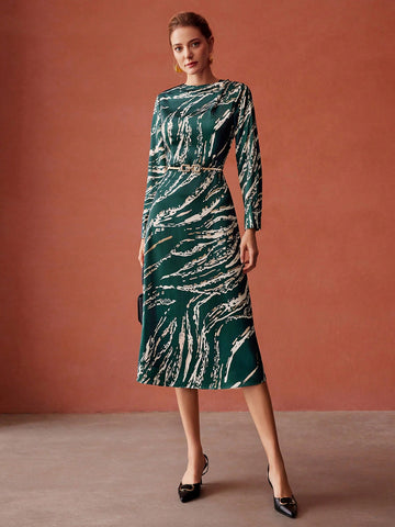 MOTF PREMIUM ALLOVER PRINT MIDI DRESS WITHOUT BELT MOTF PREMIUM ALLOVER PRINT MIDI DRESS WITHOUT BELT
