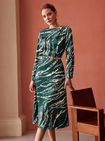 MOTF PREMIUM ALLOVER PRINT MIDI DRESS WITHOUT BELT MOTF PREMIUM ALLOVER PRINT MIDI DRESS WITHOUT BELT