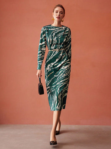 MOTF PREMIUM ALLOVER PRINT MIDI DRESS WITHOUT BELT MOTF PREMIUM ALLOVER PRINT MIDI DRESS WITHOUT BELT