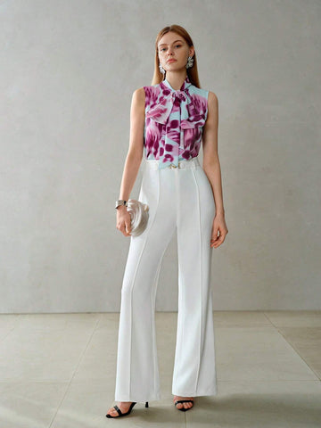 MOTF PREMIUM ALLOVER PRINT TIE NECK SLEEVELESS BLOUSE MOTF PREMIUM ALLOVER PRINT TIE NECK SLEEVELESS BLOUSE