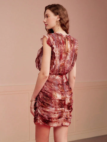 MOTF PREMIUM ANIMAL PRINT RUFFLE TRIM DRESS,VALENTINE'S DAY OUTFIT MOTF PREMIUM ANIMAL PRINT RUFFLE TRIM DRESS,VALENTINE'S DAY OUTFIT