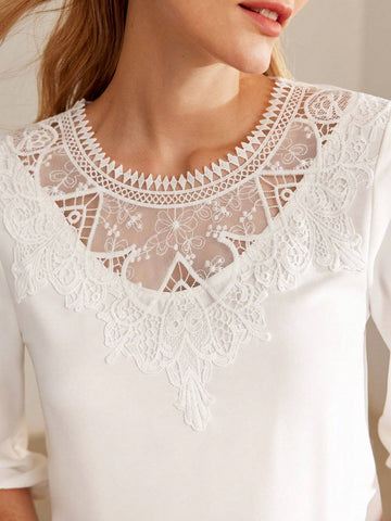 MOTF PREMIUM CONTRAST LACE LANTERN SLEEVE BLOUSE MOTF PREMIUM CONTRAST LACE LANTERN SLEEVE BLOUSE