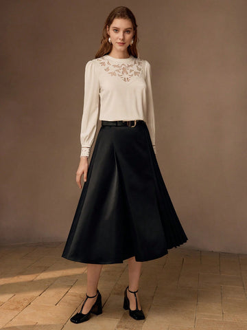 MOTF PREMIUM ELEGANT SPLIT THIGH PLEATED SKIRT MOTF PREMIUM ELEGANT SPLIT THIGH PLEATED SKIRT