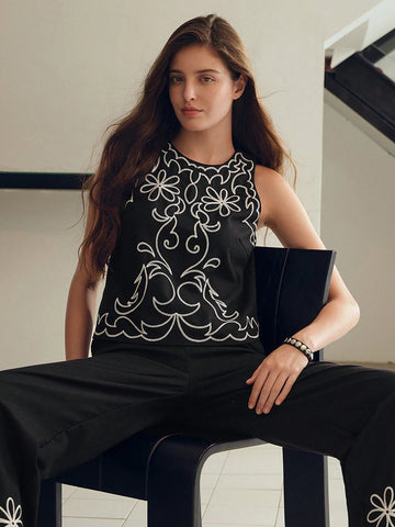 MOTF PREMIUM FLORAL EMBROIDERY SLEEVELESS BLOUSE MOTF PREMIUM FLORAL EMBROIDERY SLEEVELESS BLOUSE