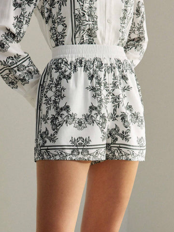 MOTF PREMIUM FLORAL PRINT ELASTIC WAIST SHORTS MOTF PREMIUM FLORAL PRINT ELASTIC WAIST SHORTS