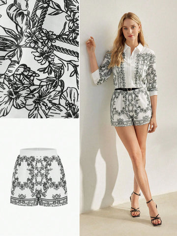 MOTF PREMIUM FLORAL PRINT ELASTIC WAIST SHORTS MOTF PREMIUM FLORAL PRINT ELASTIC WAIST SHORTS