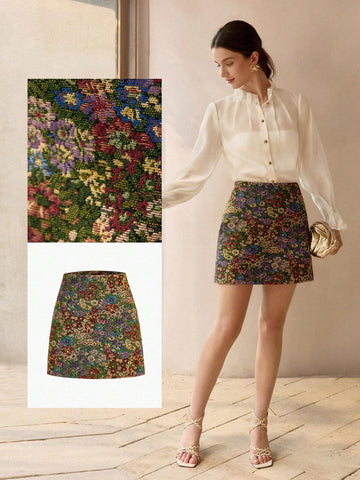 MOTF PREMIUM FLORAL PRINT STRAIGHT SKIRT MOTF PREMIUM FLORAL PRINT STRAIGHT SKIRT