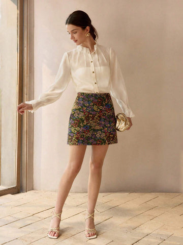 MOTF PREMIUM FLORAL PRINT STRAIGHT SKIRT MOTF PREMIUM FLORAL PRINT STRAIGHT SKIRT