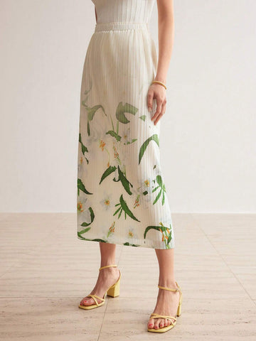 MOTF PREMIUM FLORAL PRINT TEXTURED STRAIGHT SKIRT MOTF PREMIUM FLORAL PRINT TEXTURED STRAIGHT SKIRT