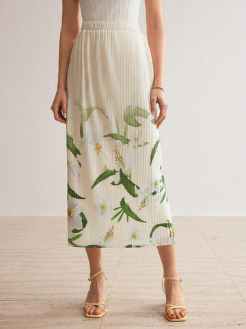 MOTF PREMIUM FLORAL PRINT TEXTURED STRAIGHT SKIRT MOTF PREMIUM FLORAL PRINT TEXTURED STRAIGHT SKIRT
