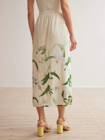 MOTF PREMIUM FLORAL PRINT TEXTURED STRAIGHT SKIRT MOTF PREMIUM FLORAL PRINT TEXTURED STRAIGHT SKIRT