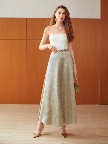 MOTF PREMIUM GLITTER A-LINE SKIRT WITHOUT BELT MOTF PREMIUM GLITTER A-LINE SKIRT WITHOUT BELT