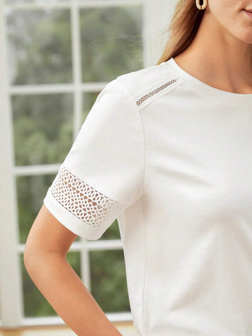 MOTF PREMIUM GUIPURE LACE DETAIL T-SHIRT MOTF PREMIUM GUIPURE LACE DETAIL T-SHIRT