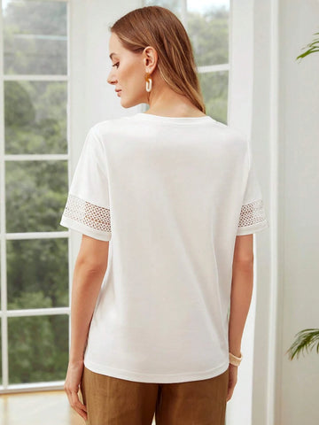 MOTF PREMIUM GUIPURE LACE DETAIL T-SHIRT MOTF PREMIUM GUIPURE LACE DETAIL T-SHIRT