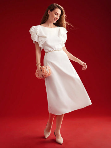 MOTF PREMIUM LACE DECORATED WOVEN WOMEN'S A-LINE DRESS MOTF PREMIUM LACE DECORATED WOVEN WOMEN'S A-LINE DRESS