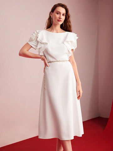 MOTF PREMIUM LACE DECORATED WOVEN WOMEN'S A-LINE DRESS MOTF PREMIUM LACE DECORATED WOVEN WOMEN'S A-LINE DRESS