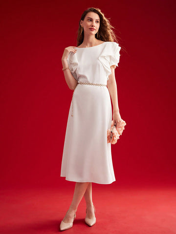 MOTF PREMIUM LACE DECORATED WOVEN WOMEN'S A-LINE DRESS MOTF PREMIUM LACE DECORATED WOVEN WOMEN'S A-LINE DRESS
