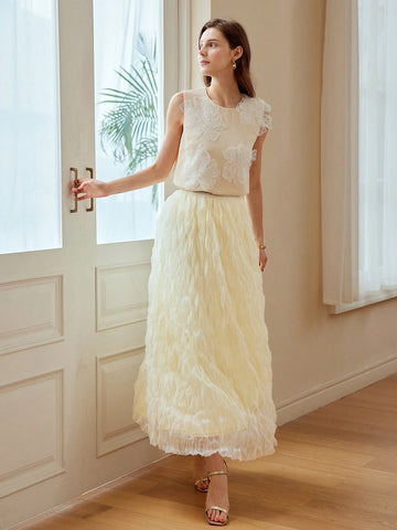 MOTF PREMIUM MESH TEXTURED ELASTIC WAIST SKIRT MOTF PREMIUM MESH TEXTURED ELASTIC WAIST SKIRT