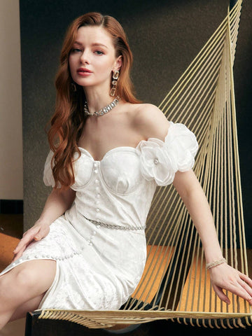 MOTF PREMIUM OFF SHOULDER STEREO FLORAL COCKTAIL DRESS MOTF PREMIUM OFF SHOULDER STEREO FLORAL COCKTAIL DRESS