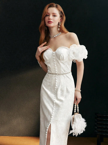 MOTF PREMIUM OFF SHOULDER STEREO FLORAL COCKTAIL DRESS MOTF PREMIUM OFF SHOULDER STEREO FLORAL COCKTAIL DRESS