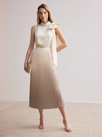 MOTF PREMIUM OMBRE PRINT SPLIT THIGH PLEATED SKIRT MOTF PREMIUM OMBRE PRINT SPLIT THIGH PLEATED SKIRT