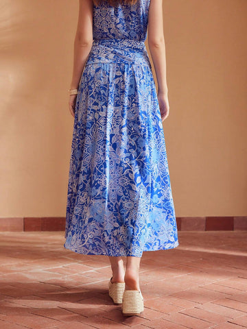 MOTF PREMIUM PLANTS PRINT RUCHED HIGH WAIST SKIRT MOTF PREMIUM PLANTS PRINT RUCHED HIGH WAIST SKIRT