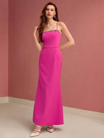 MOTF PREMIUM RHINESTONE DETAIL BIAS CUT CAMI COCKTAIL DRESS MOTF PREMIUM RHINESTONE DETAIL BIAS CUT CAMI COCKTAIL DRESS