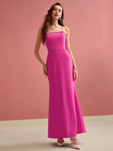 MOTF PREMIUM RHINESTONE DETAIL BIAS CUT CAMI COCKTAIL DRESS MOTF PREMIUM RHINESTONE DETAIL BIAS CUT CAMI COCKTAIL DRESS