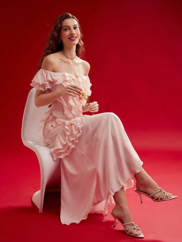 MOTF PREMIUM RUFFLE TRIM OFF SHOULDER DRESS,VALENTINE'S DAY OUTFIT MOTF PREMIUM RUFFLE TRIM OFF SHOULDER DRESS,VALENTINE'S DAY OUTFIT