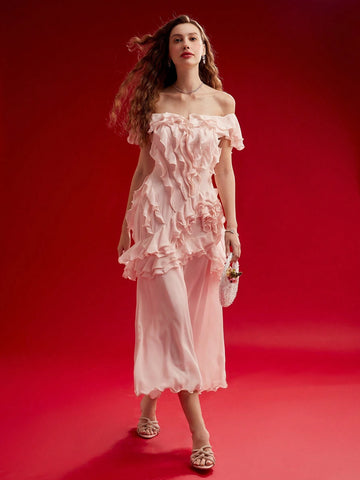 MOTF PREMIUM RUFFLE TRIM OFF SHOULDER DRESS,VALENTINE'S DAY OUTFIT MOTF PREMIUM RUFFLE TRIM OFF SHOULDER DRESS,VALENTINE'S DAY OUTFIT