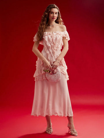 MOTF PREMIUM RUFFLE TRIM OFF SHOULDER DRESS,VALENTINE'S DAY OUTFIT MOTF PREMIUM RUFFLE TRIM OFF SHOULDER DRESS,VALENTINE'S DAY OUTFIT