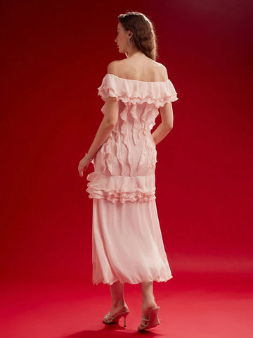 MOTF PREMIUM RUFFLE TRIM OFF SHOULDER DRESS,VALENTINE'S DAY OUTFIT MOTF PREMIUM RUFFLE TRIM OFF SHOULDER DRESS,VALENTINE'S DAY OUTFIT