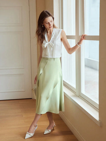 MOTF PREMIUM SIMPLE SOLID BELTED SKIRT MOTF PREMIUM SIMPLE SOLID BELTED SKIRT