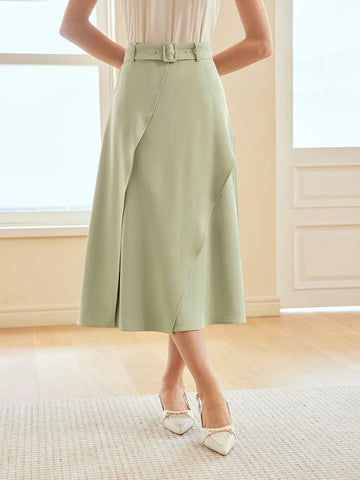 MOTF PREMIUM SIMPLE SOLID BELTED SKIRT MOTF PREMIUM SIMPLE SOLID BELTED SKIRT