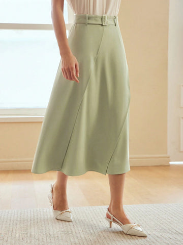MOTF PREMIUM SIMPLE SOLID BELTED SKIRT MOTF PREMIUM SIMPLE SOLID BELTED SKIRT