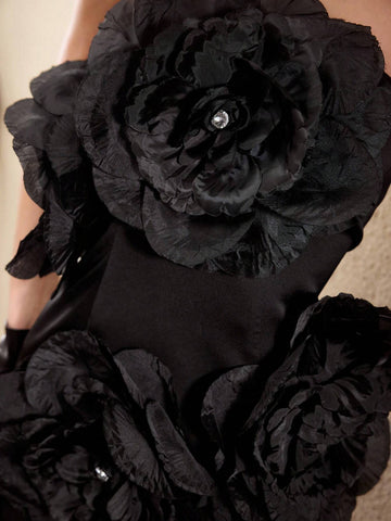 MOTF PREMIUM SOLID BIG STEREO FLOWER DETAIL PARTY TUBE DRESS MOTF PREMIUM SOLID BIG STEREO FLOWER DETAIL PARTY TUBE DRESS