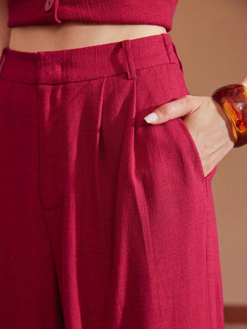 MOTF PREMIUM SOLID FOLD PLEATED SLANT POCKET SUIT PANTS MOTF PREMIUM SOLID FOLD PLEATED SLANT POCKET SUIT PANTS