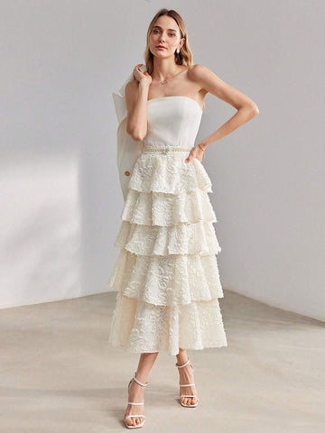 MOTF PREMIUM SOLID FUZZY LAYERED RUFFLE HEM MAXI SKIRT MOTF PREMIUM SOLID FUZZY LAYERED RUFFLE HEM MAXI SKIRT