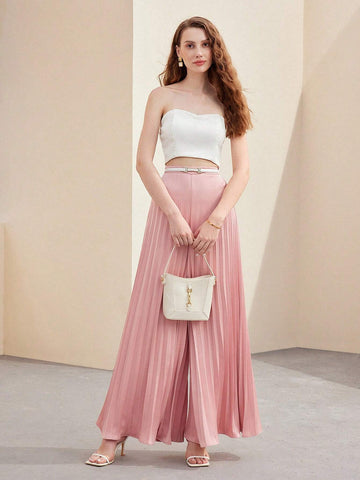 MOTF PREMIUM SOLID PLEATED WIDE LEG PANTS WITHOUT BELT MOTF PREMIUM SOLID PLEATED WIDE LEG PANTS WITHOUT BELT