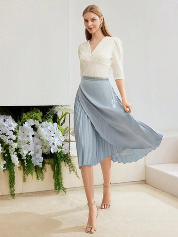 MOTF PREMIUM SOLID PLEATED WRAP SKIRT MOTF PREMIUM SOLID PLEATED WRAP SKIRT
