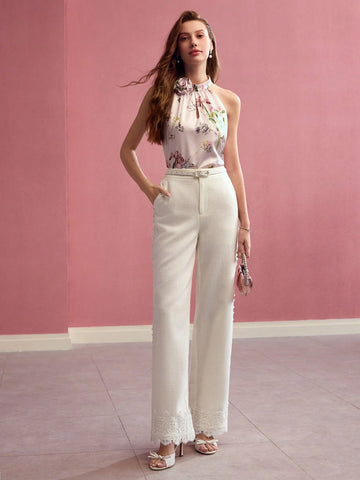 MOTF PREMIUM STEREO FLORAL HALTERNECK BLOUSE,VALENTINE'S DAY MOTF PREMIUM STEREO FLORAL HALTERNECK BLOUSE,VALENTINE'S DAY