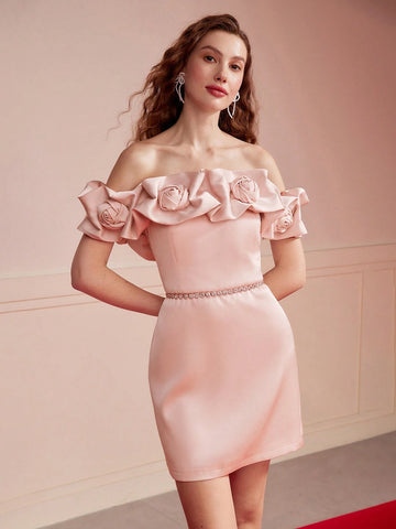 MOTF PREMIUM STEREO FLORAL OFF SHOULDER DRESS,VALENTINE'S DAY OUTFIT MOTF PREMIUM STEREO FLORAL OFF SHOULDER DRESS,VALENTINE'S DAY OUTFIT