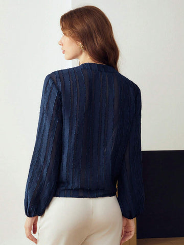 MOTF PREMIUM TEXTURED SHEER WRAP BLOUSE MOTF PREMIUM TEXTURED SHEER WRAP BLOUSE