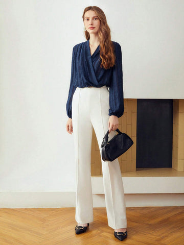 MOTF PREMIUM TEXTURED SHEER WRAP BLOUSE MOTF PREMIUM TEXTURED SHEER WRAP BLOUSE