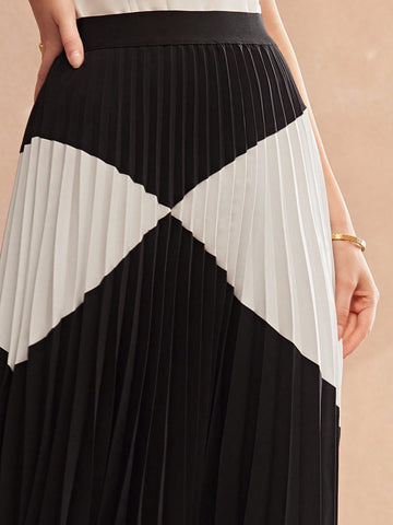 MOTF PREMIUM WOMEN'S COLORBLOCK PLEATED SKIRT MOTF PREMIUM WOMEN'S COLORBLOCK PLEATED SKIRT